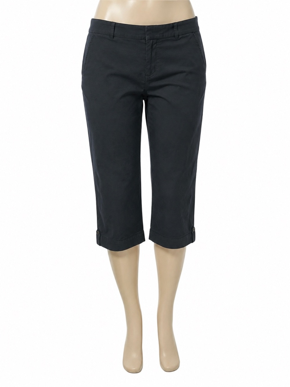St John's Bay Womens Plus Sz 18W Black Stretch Capri Pants Mid Rise Secretly